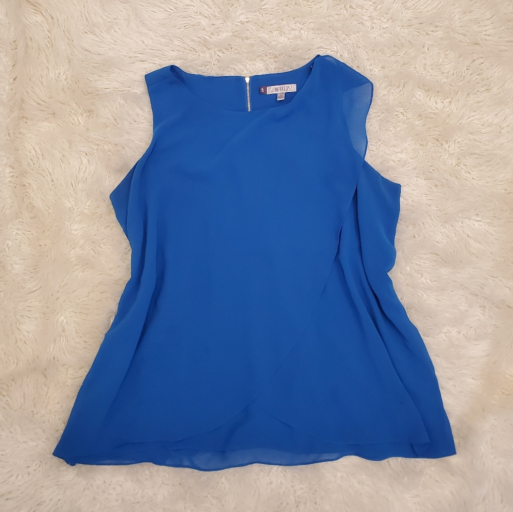 Jennifer lopez blue flutter Blouse